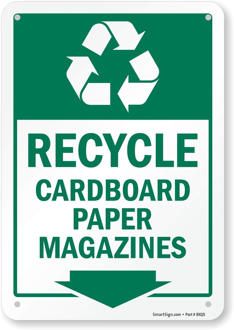 SmartSign - S2-0372-PL-07x10-RR "Recycle - Cardboard Paper Magazines" Sign with Down Arrow | 7" x 10" Plastic - Image 1